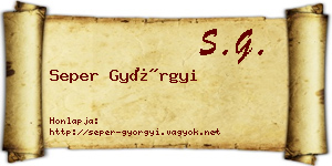 Seper Györgyi névjegykártya